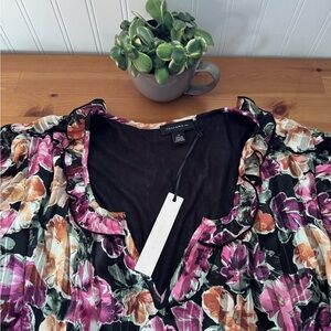 Tamara H Floral Ruffled Women's Top Size 3X New With Tags